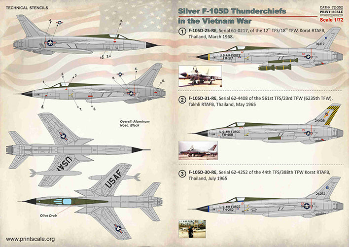 Print Scale PSL72352 1:72 Silver Republic F-105D Thunderchiefs the Vietnam War 1