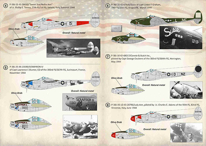 Print Scale PSL72353 1:72 Lockheed P-38J Lighting Aces over Europe 1944-1945 1