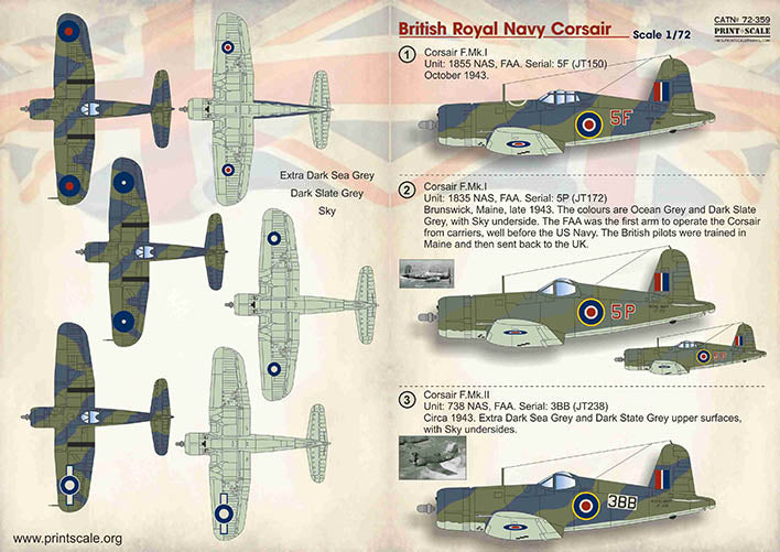 Print Scale PSL72359 1:72 British Royal Navy Corsair 1