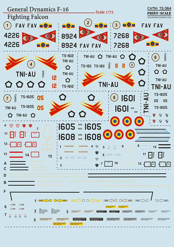 Print Scale PSL72364 1:72 General-Dynamics F-16A Fighting Falcon