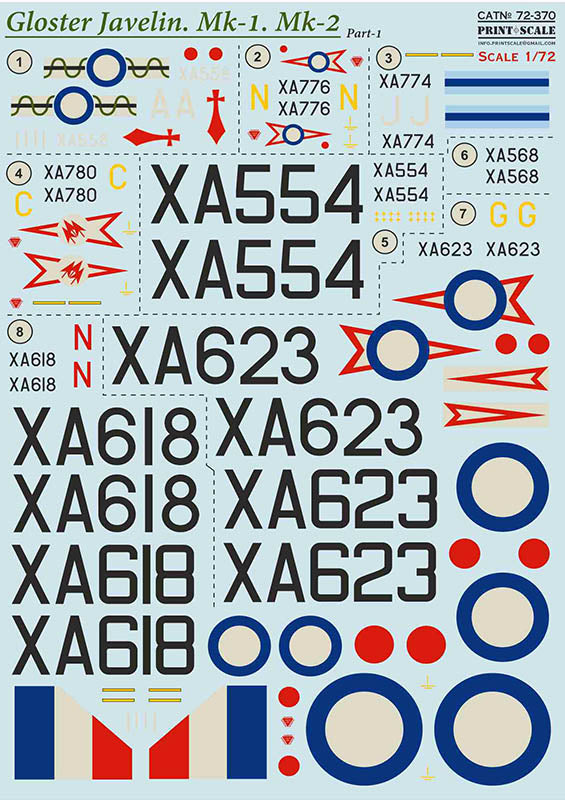 Print Scale PSL72370 1:72 Gloster Javelin Mk.1 Mk.2 Part 1 / 72-370 / 1