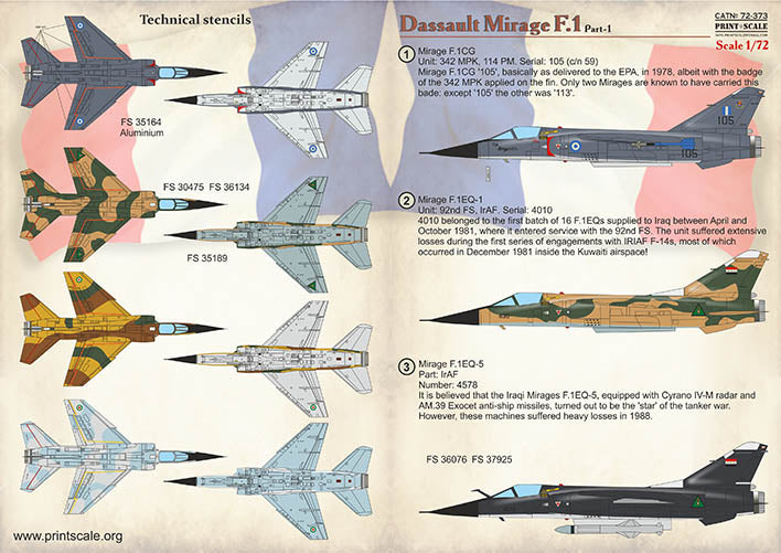 Print Scale PSL72373 1:72 Dassault_Mirage F.1 Part 1 1