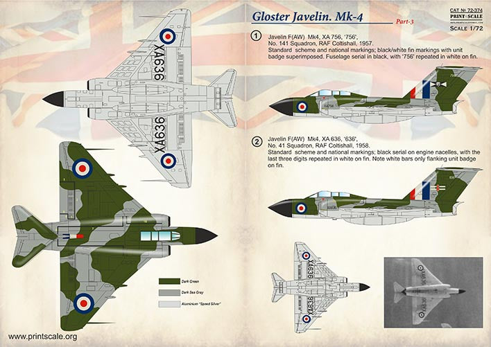 Print Scale PSL72374 1:72 Gloster Javelin Mk.4 Part 3 1