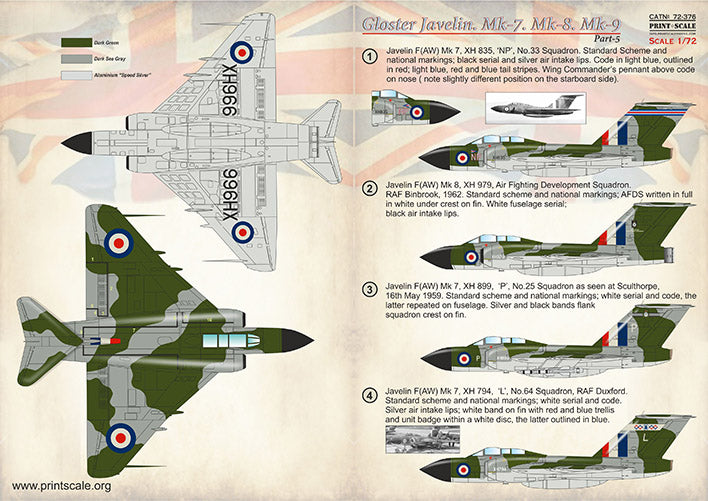 Print Scale PSL72376 1:72 Gloster Javelin