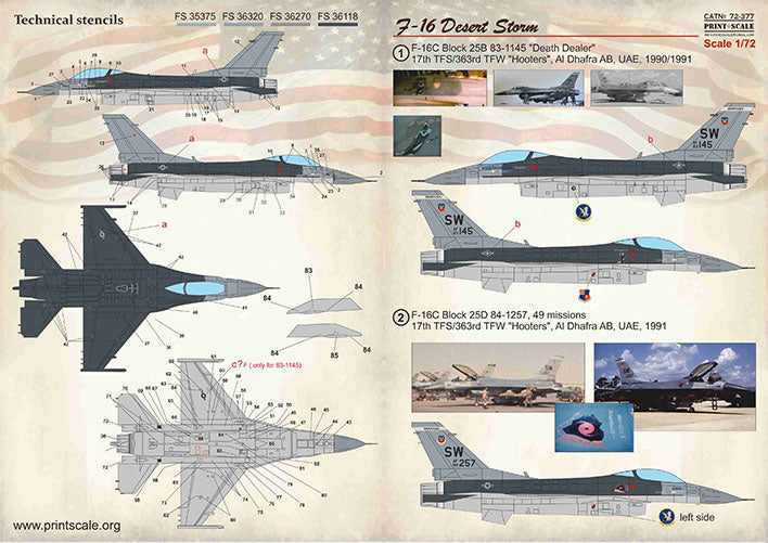 Print Scale PSL72377 1:72 F-16 Desert Storm 1