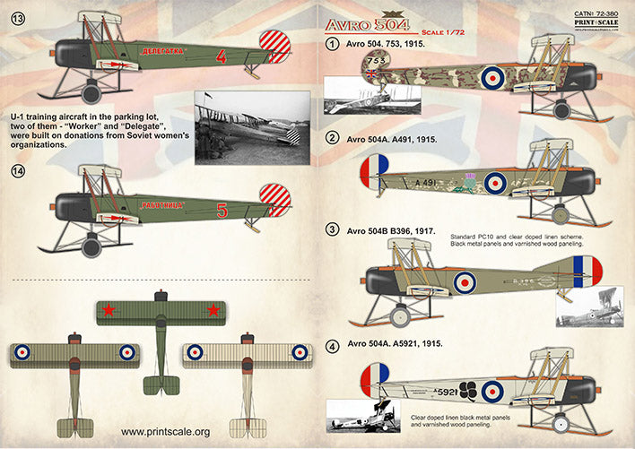 Print Scale PSL72380 1:72 Avro 504 Avro 504