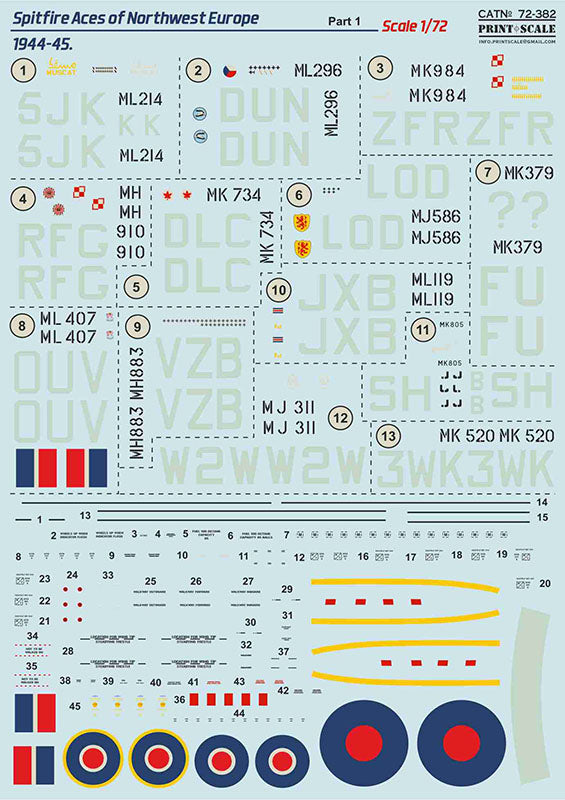 Print Scale PSL72382 1:72 Spitfire Aces of Northwest Europe 1944-45
