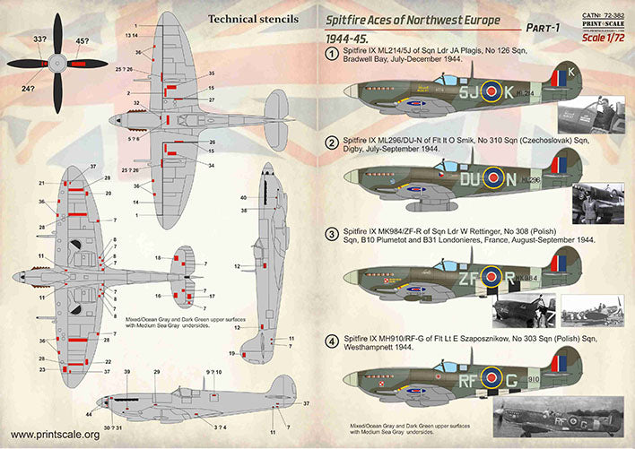 Print Scale PSL72382 1:72 Spitfire Aces of Northwest Europe 1944-45