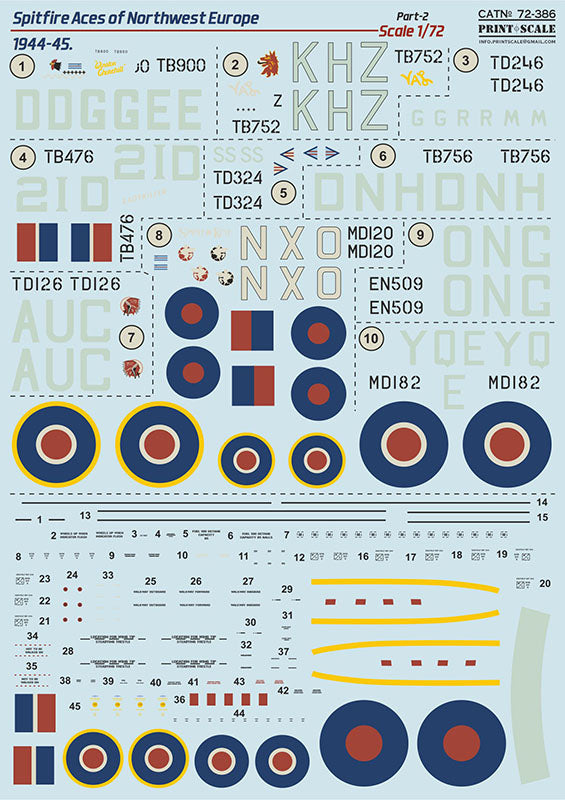 Print Scale PSL72386 1:72 Spitfire Aces Northwest Europe 1944-45