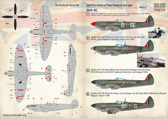 Print Scale PSL72386 1:72 Spitfire Aces Northwest Europe 1944-45