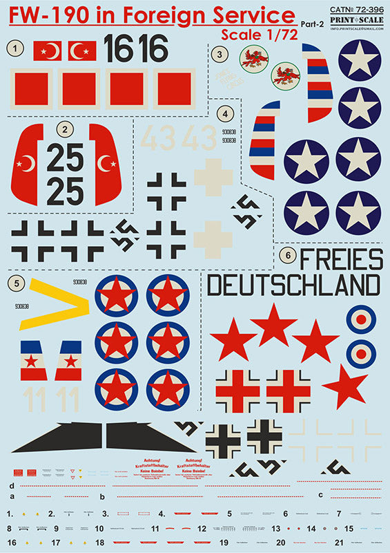 Print Scale PSL72396 1:72 Focke-Wulf Fw-190 in Foreign Service Part 2 1