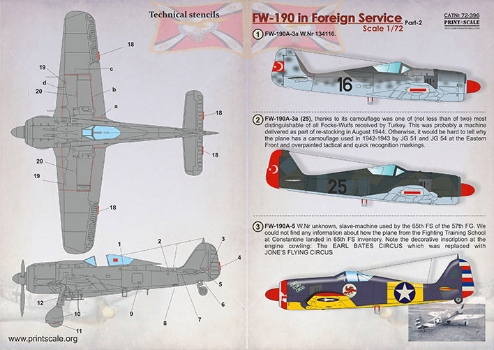 Print Scale PSL72396 1:72 Focke-Wulf Fw-190 in Foreign Service Part 2 1