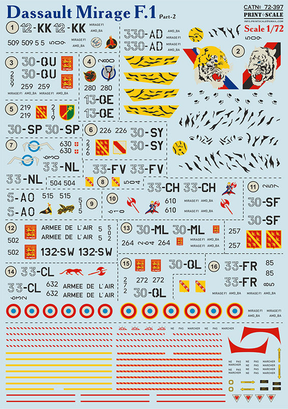 Print Scale PSL72397 1:72 Dassault_Mirage F.1CG PART-2 1