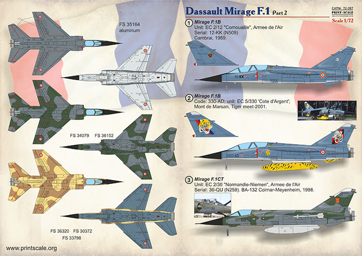 Print Scale PSL72397 1:72 Dassault_Mirage F.1CG PART-2 1
