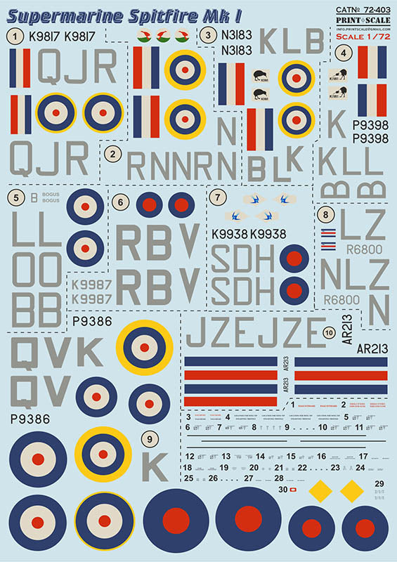 Print Scale PSL72403 1:72 Supermarine Spitfire Mk.1 1