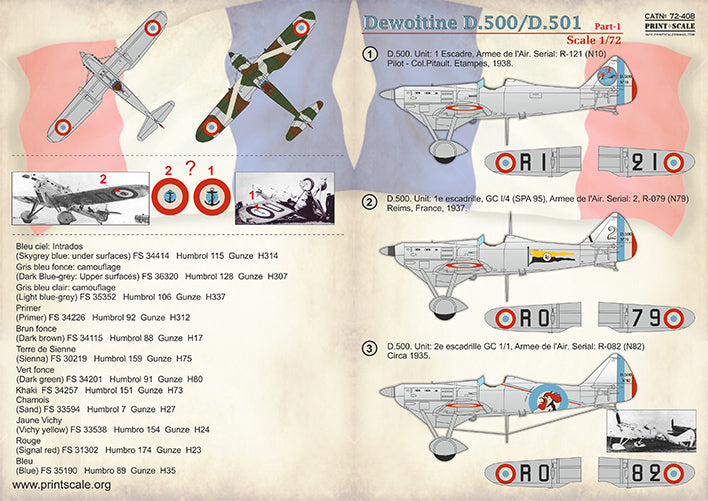 Print Scale PSL72408 1:72 Dewoitine D.500/D.501 Part 1 1