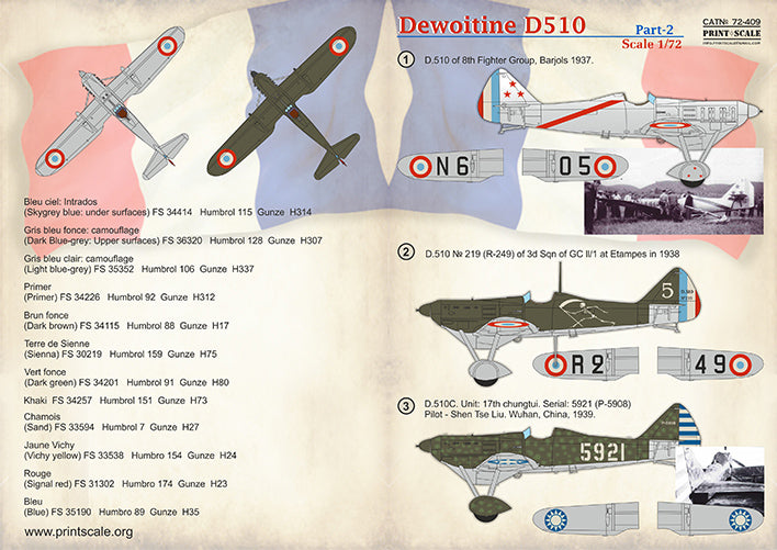 Print Scale PSL72409 1:72 Dewoitine D.510