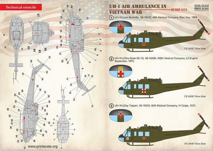 Print Scale PSL72410 1:72 Bell UH-1 Air Ambulance in Vietnam War 1