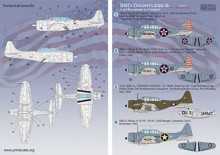 Print Scale PSL72411 1:72 Douglas SBD Dauntless & A-24 Banshee in combat Part 1