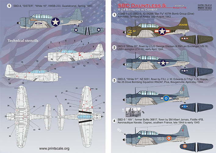 Print Scale PSL72412 1:72 Douglas SBD Dauntless & A-24 Banshee in combat Part 2