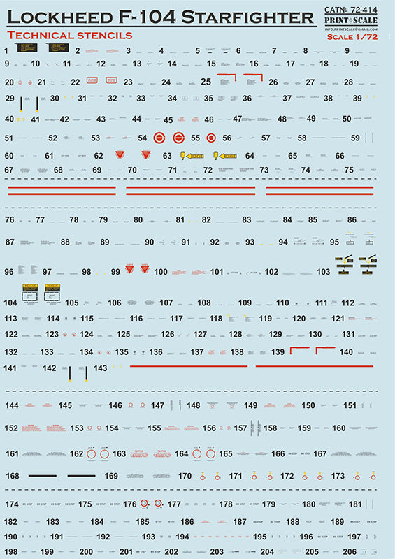 Print Scale PSL72414 1:72 F-104 Starfighter Technical Stencils
