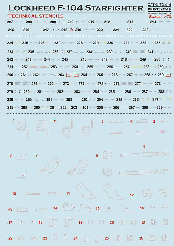 Print Scale PSL72414 1:72 F-104 Starfighter Technical Stencils