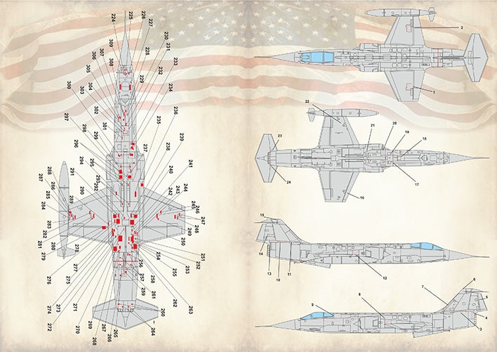 Print Scale PSL72414 1:72 F-104 Starfighter Technical Stencils