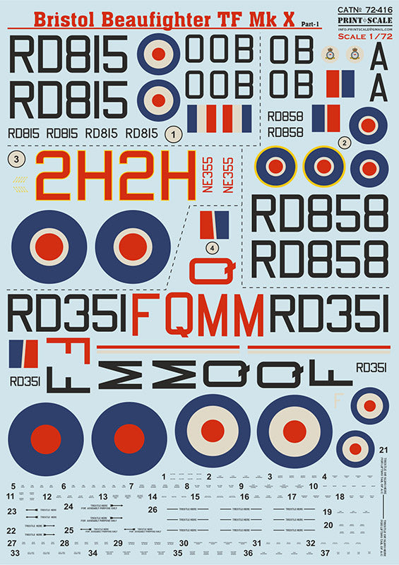 Print Scale PSL72416 1:72 Bristol Beaufighter Mk.X Part 1 1