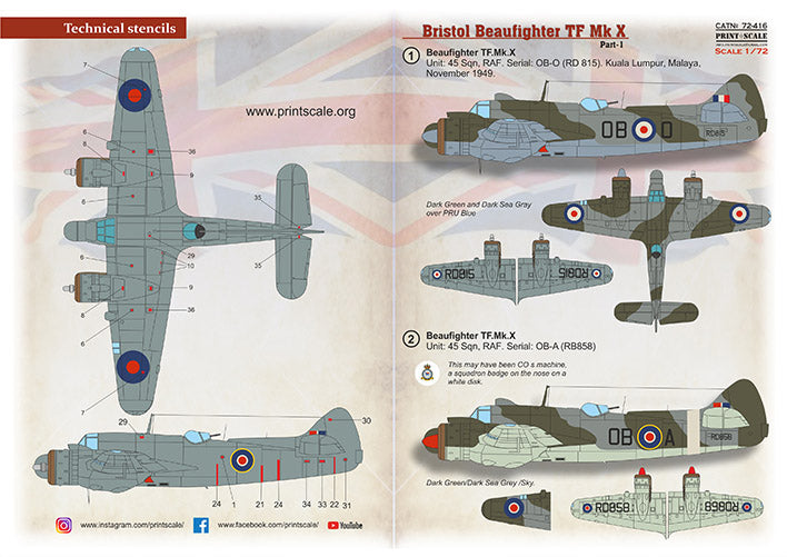 Print Scale PSL72416 1:72 Bristol Beaufighter Mk.X Part 1 1