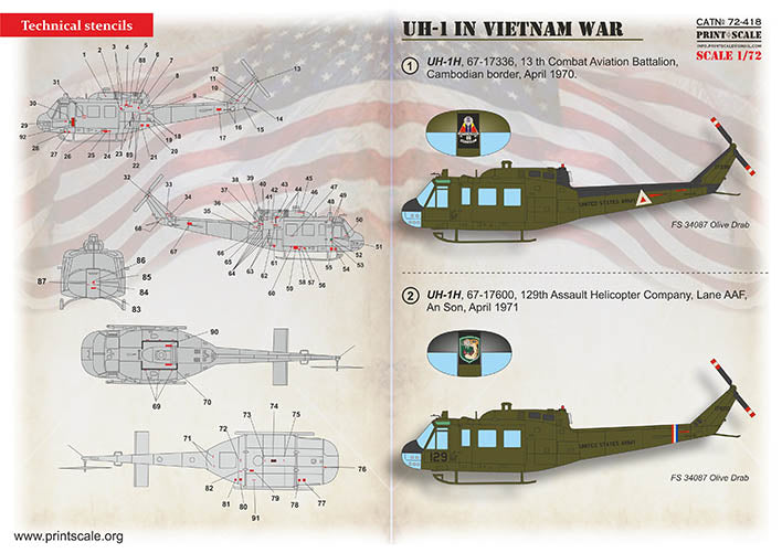 Print Scale PSL72418 1:72 Bell UH-1 in Vietnam War 1