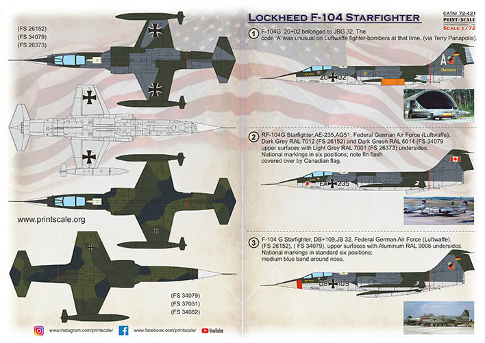 Print Scale PSL72421 1:72 Lockheed F-104 Starfighter 1