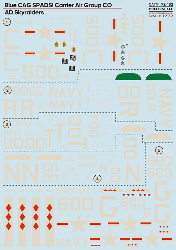 Print Scale PSL72432 1:72 Douglas Skyraiders Blue CAG SPADS