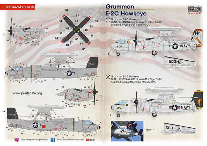 Print Scale PSL72433 1:72 Grumman E-2C Hawkeye Part-2 1