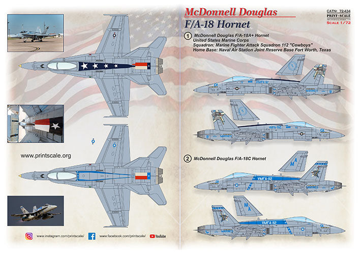 Print Scale PSL72434 1:72 McDonnell-Douglas F/A-18 Hornet 1