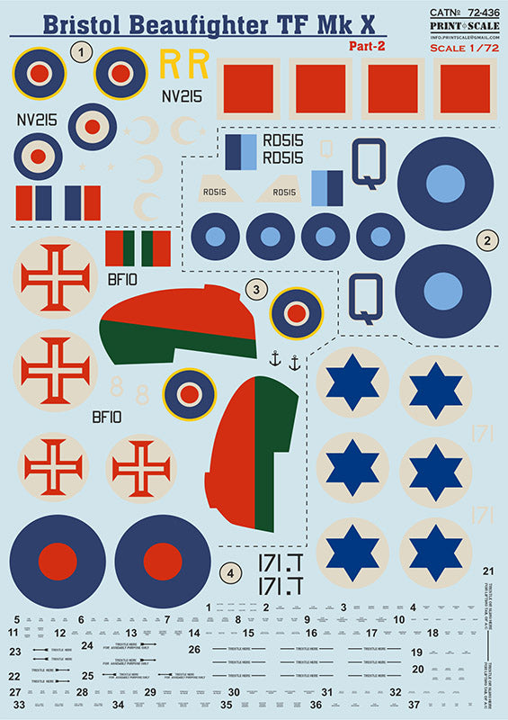Print Scale PSL72436 1:72 Bristol Beaufighter Mk.X Part 2 1