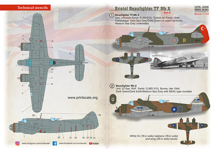 Print Scale PSL72436 1:72 Bristol Beaufighter Mk.X Part 2 1