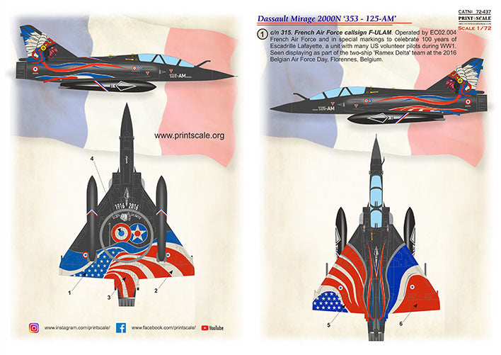 Print Scale PSL72437 1:72 Dassault_Mirage 2000N 353