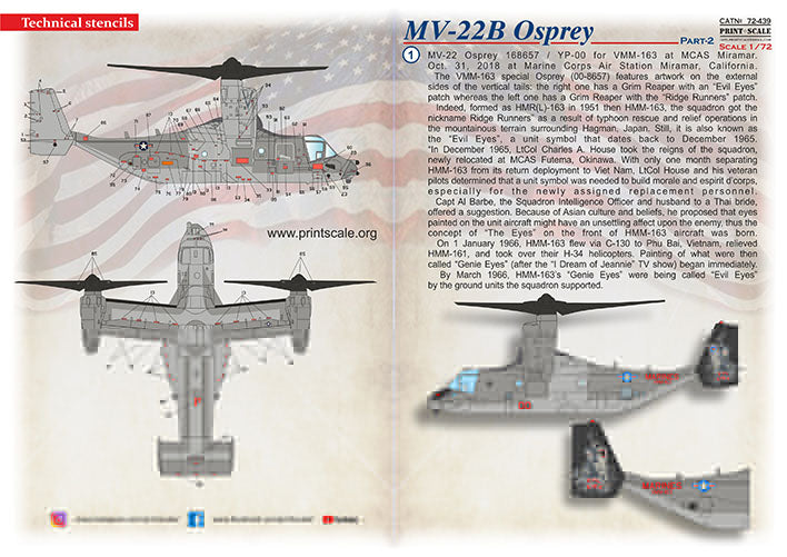 Print Scale PSL72439 1:72 Bell/Osprey MV-22B Osprey Part-2 1