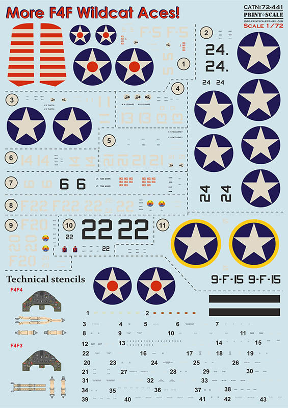 Print Scale PSL72441 1:72 Grumman F4F Wildcat Aces