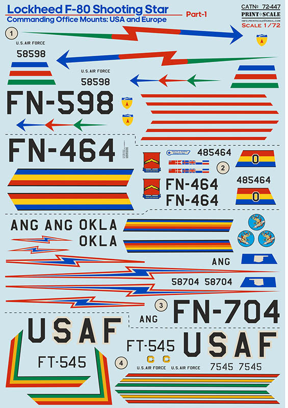 Print Scale PSL72447 1:72 Lockheed F-80 USA & Europe Part 1 1