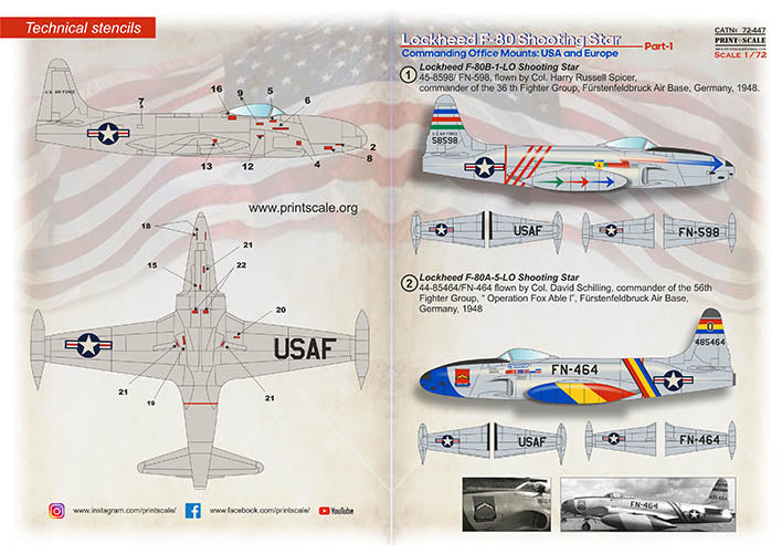 Print Scale PSL72447 1:72 Lockheed F-80 USA & Europe Part 1 1
