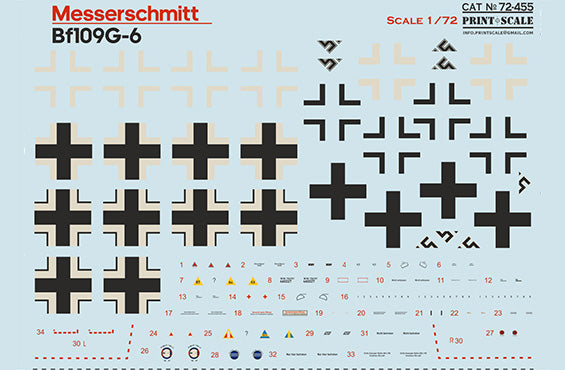 Print Scale PSL72455 1:72 Messerschmitt Bf-109G-6 1