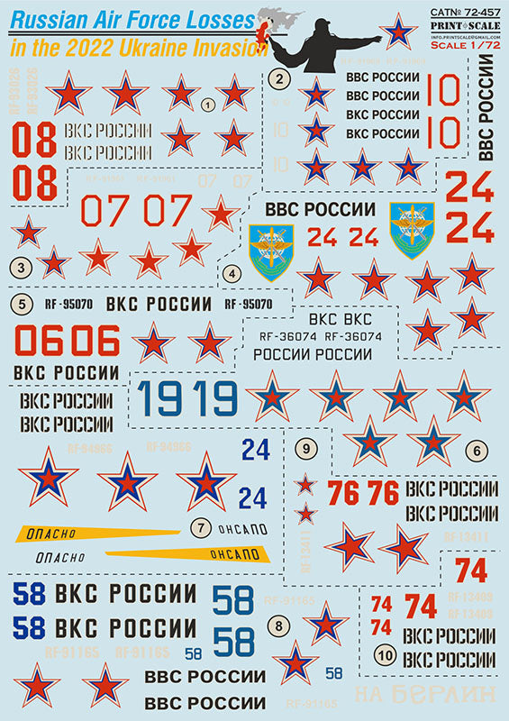 Print Scale PSL72457 1:72 Russian Air Force Losses in the 2022 Ukraine Invasion1