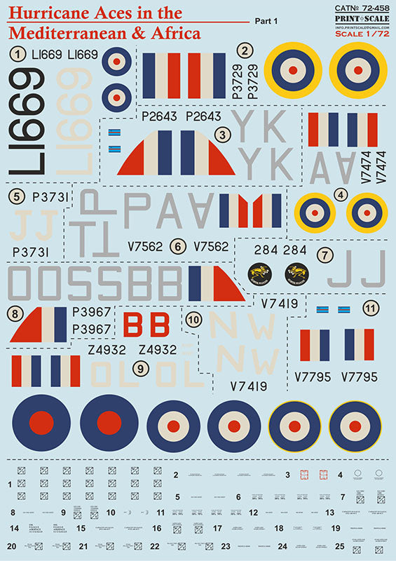 Print Scale PSL72458 1:72 Hawker Hurricane Aces in the Mediterranean & Africa