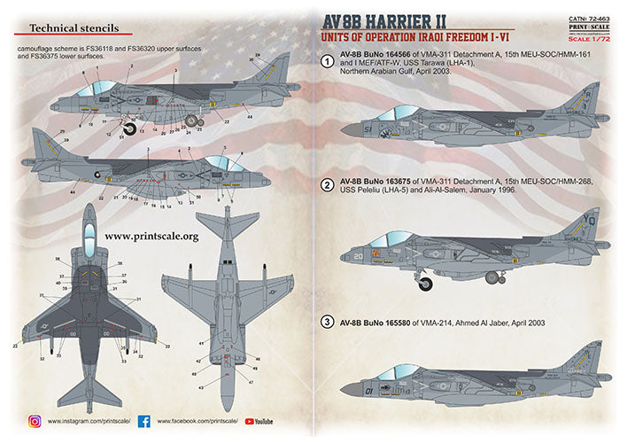 Print Scale PSL72463 1:72 McDonnell-Douglas AV-8B Harrier