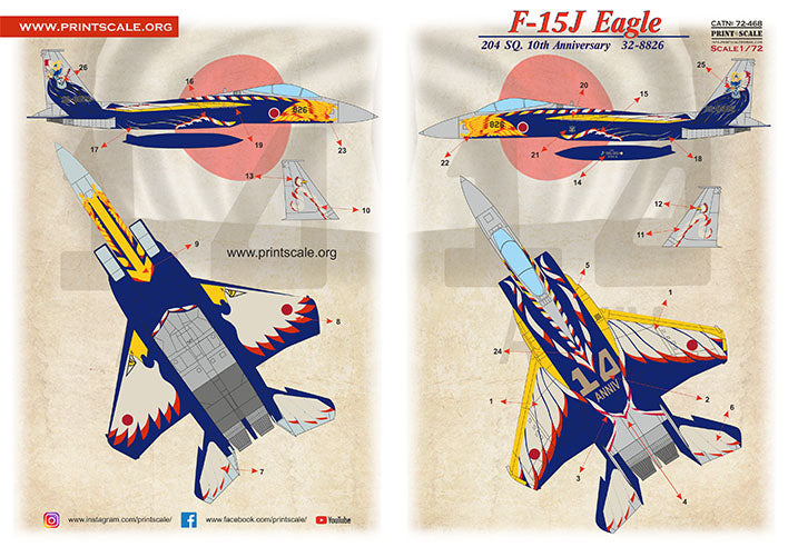 Print Scale PSL72468 1:72 Mitsubishi F-15J Eagle 204 Sq