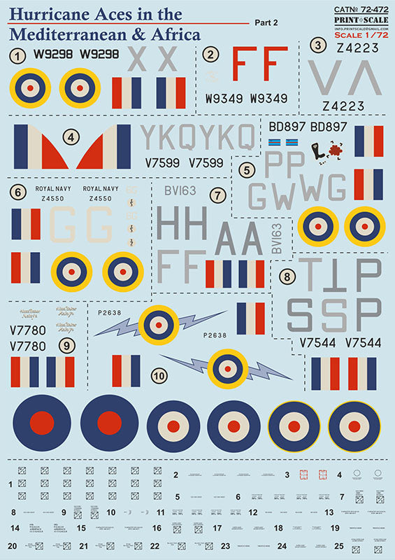 Print Scale PSL72472 1:72 Hawker Hurricane Aces in the Mediterranean & Africa