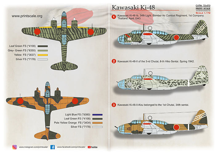 Print Scale PSL72473 1:72 Kawasaki Ki-48 1