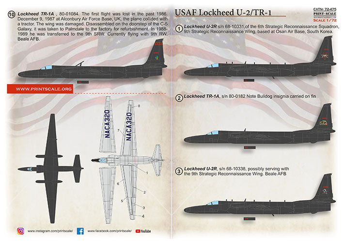 Print Scale PSL72475 1:72 Lockheed U-2/TR-1 1
