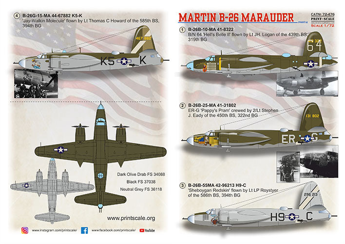 Print Scale PSL72476 1:72 Martin B-26 Marauder Part 2 1